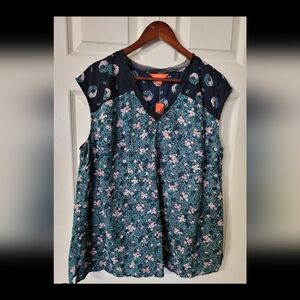 Joe Fresh Floral Women's Blouse - Black and Green